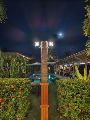 Outdoor pool, pool loungers - Reef Beach Resort (General Luna)