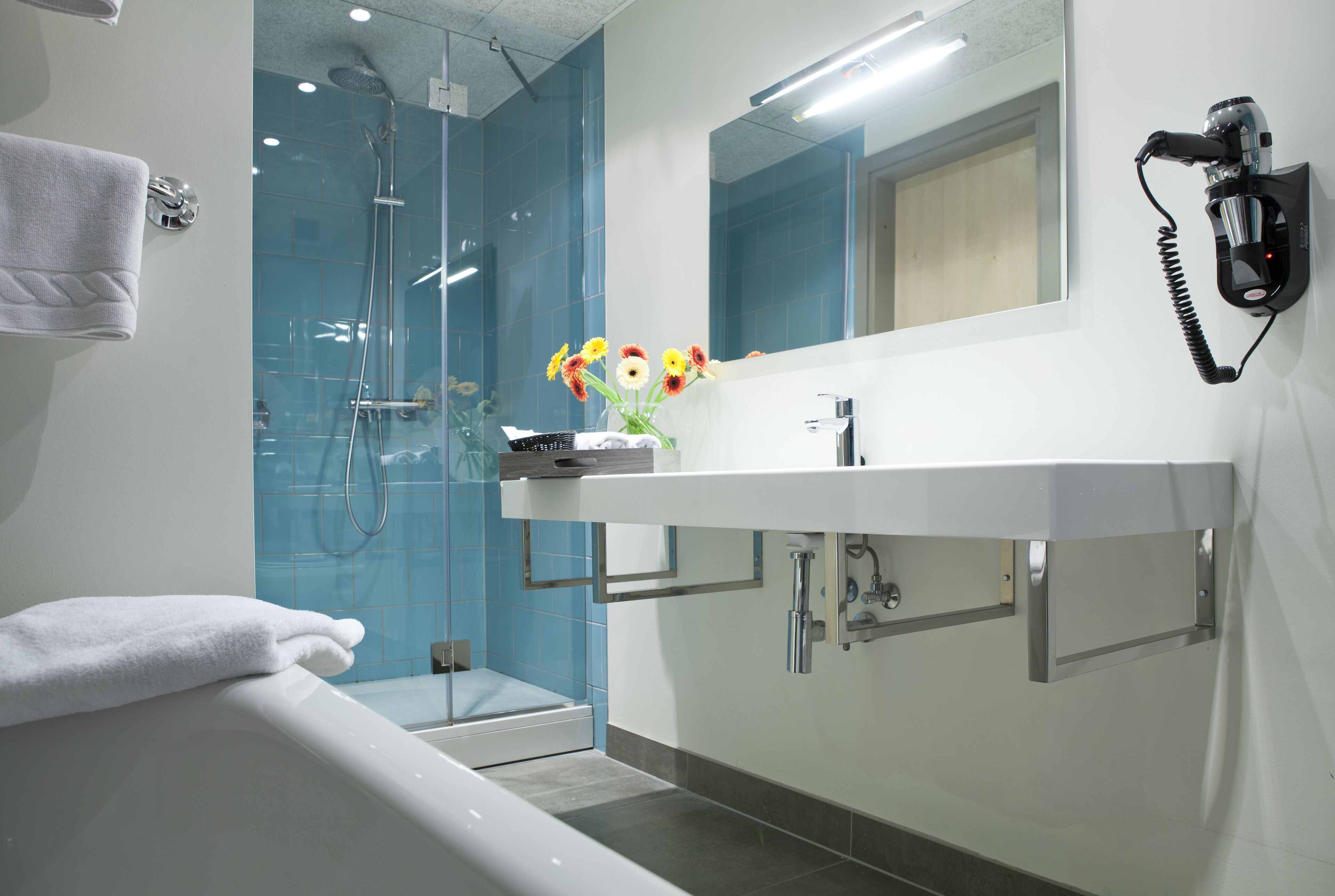 free toiletries, hair dryer, bathrobes, slippers