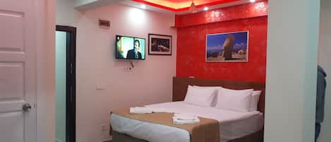 Premium bedding, minibar, desk, laptop workspace