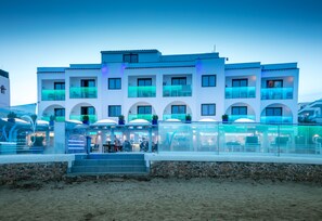 On the beach, white sand