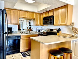 Condo, 1 Bedroom, Balcony, Beachfront (1.5 Bathrooms) | Private kitchen | Full-size fridge, microwave, oven, stovetop