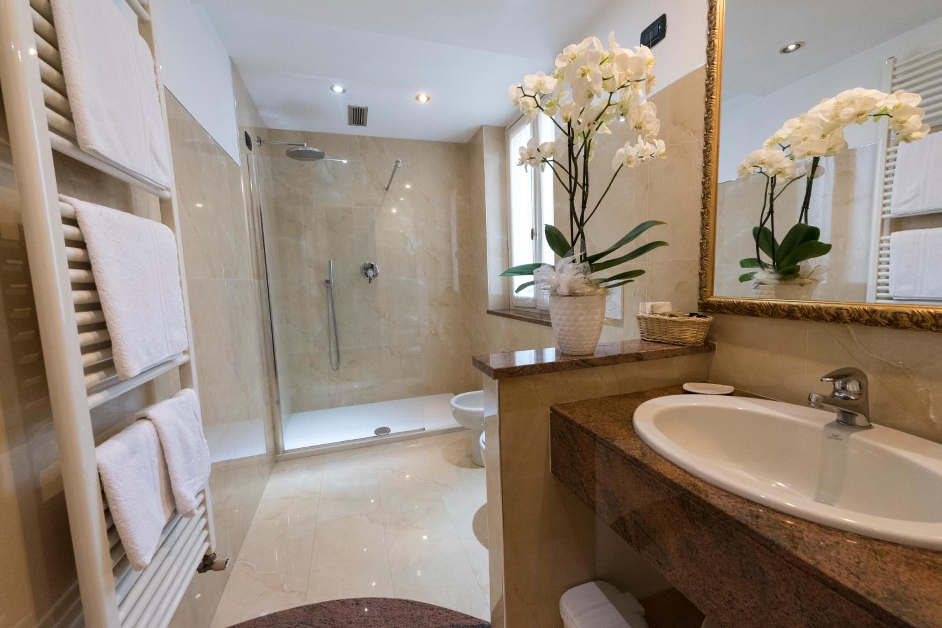 shower, free toiletries, hair dryer, bidet