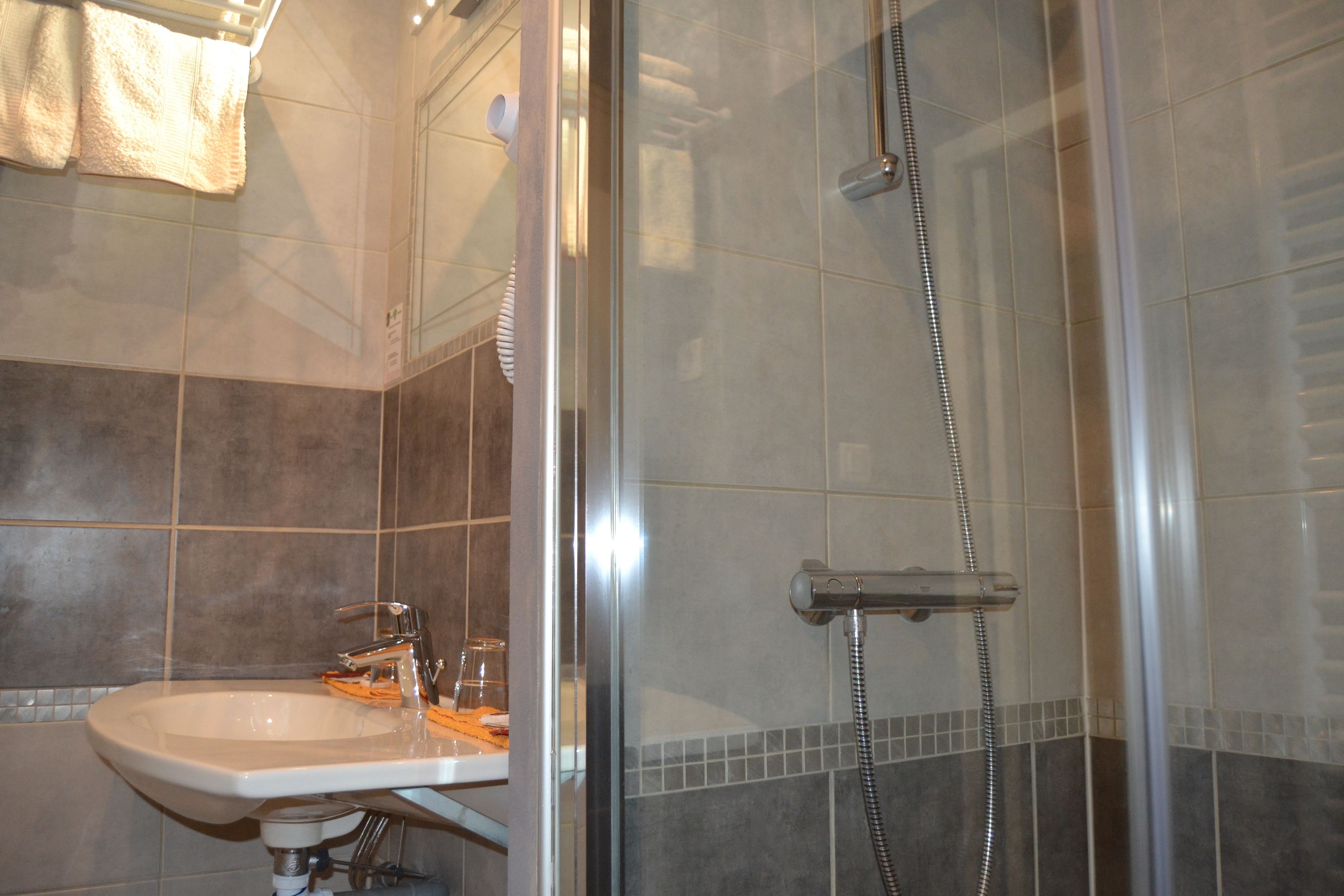 free toiletries, hair dryer, towels