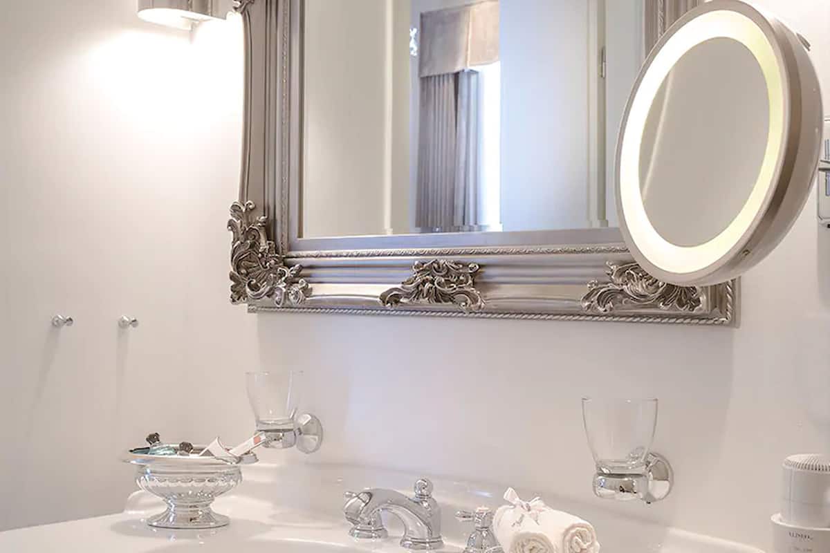 deep-soaking bathtub, free toiletries, hair dryer, bathrobes