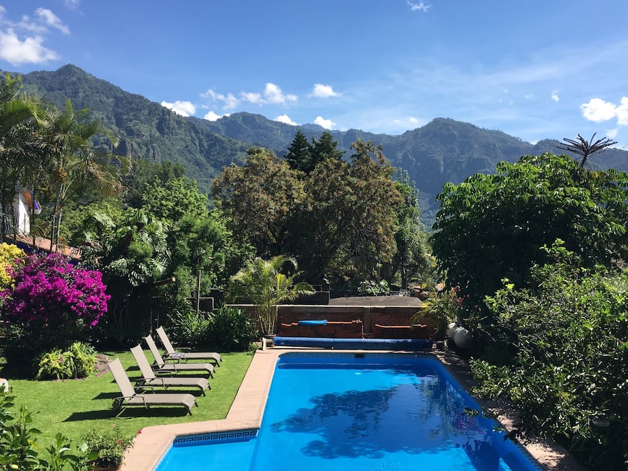 Outdoor pool, pool loungers