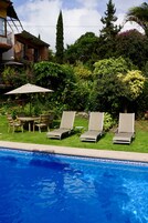 Outdoor pool, sun loungers