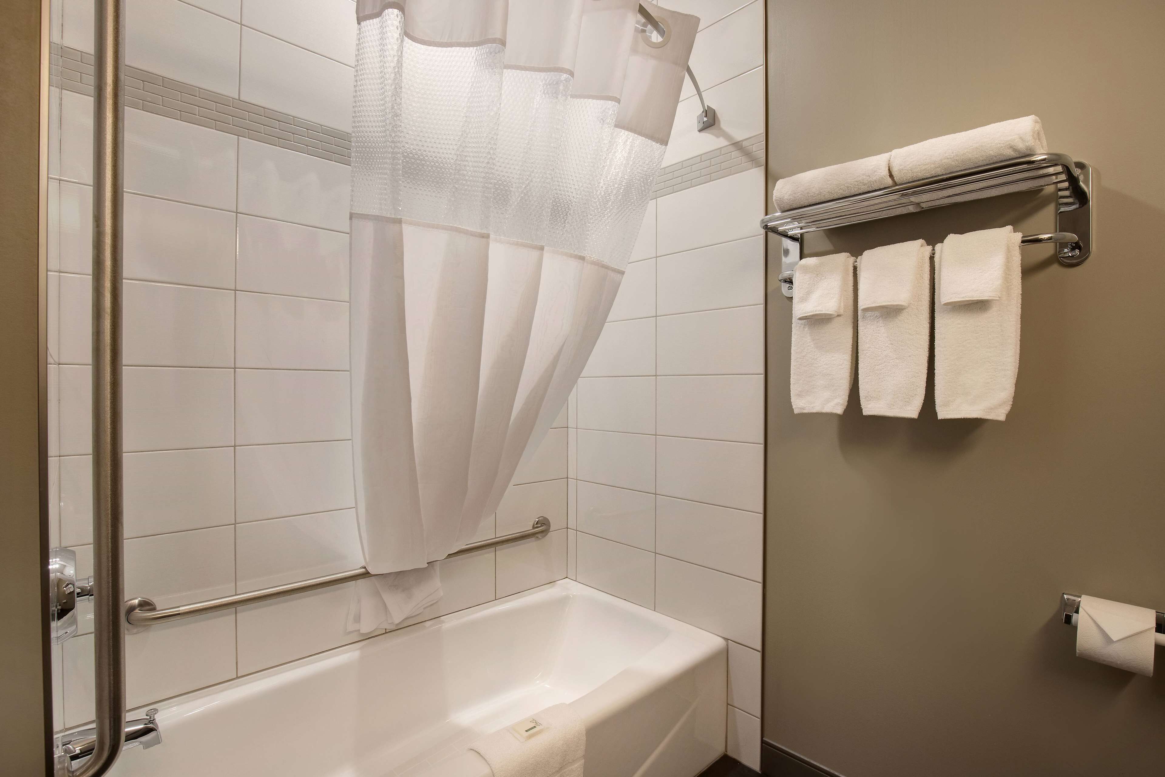 junior suite, 1 queen bed with sofa bed, non smoking | bathroom | free toiletries, hair dryer, towels