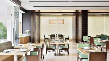 Breakfast, lunch, dinner served; international cuisine