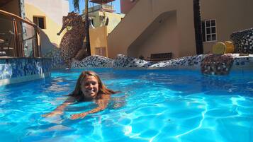 Outdoor pool, pool loungers