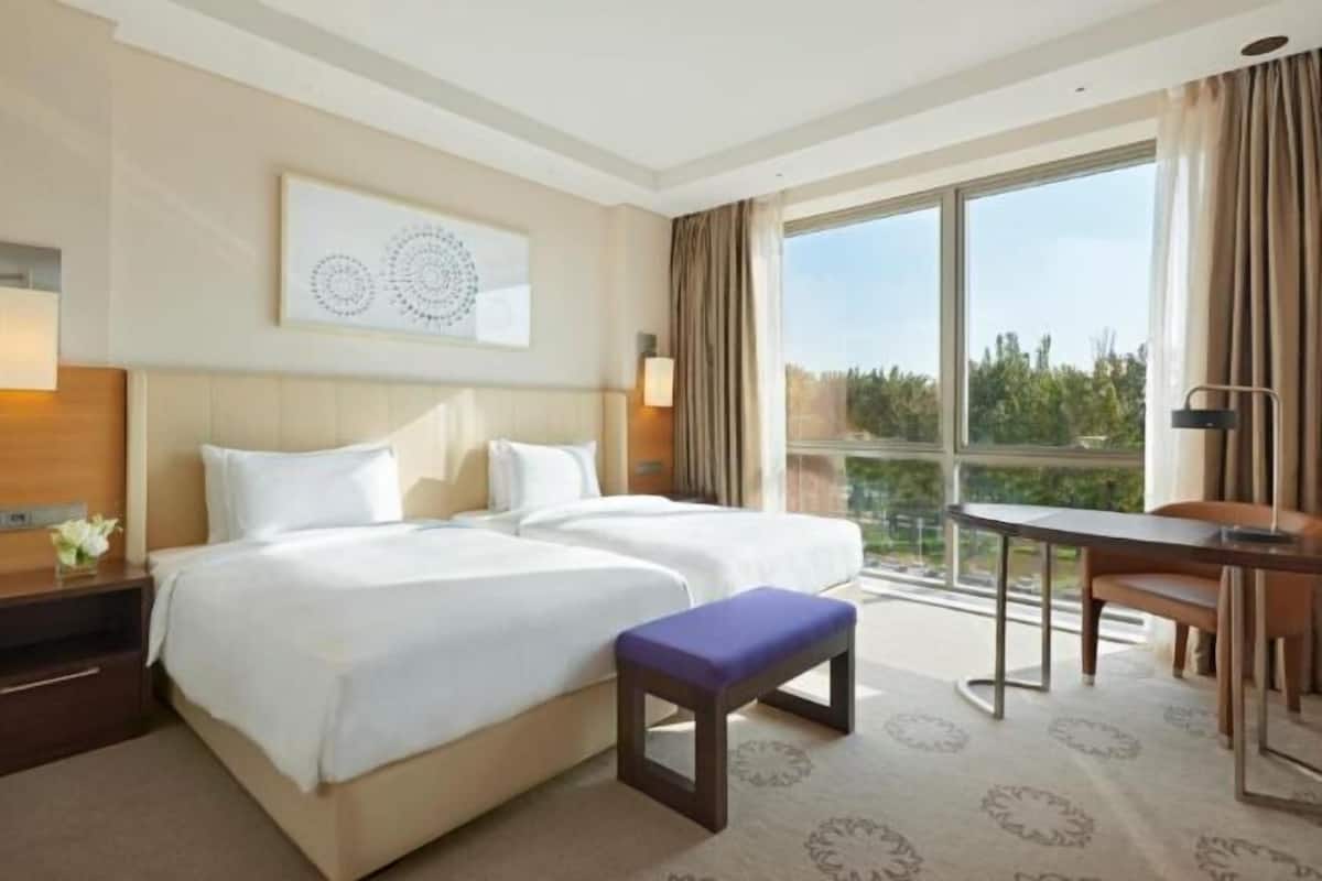 Hypo-allergenic bedding, minibar, in-room safe, desk