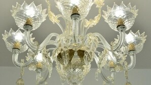 A chandelier with multiple arms and crystal decorations. - Sissi Suite (Venice)