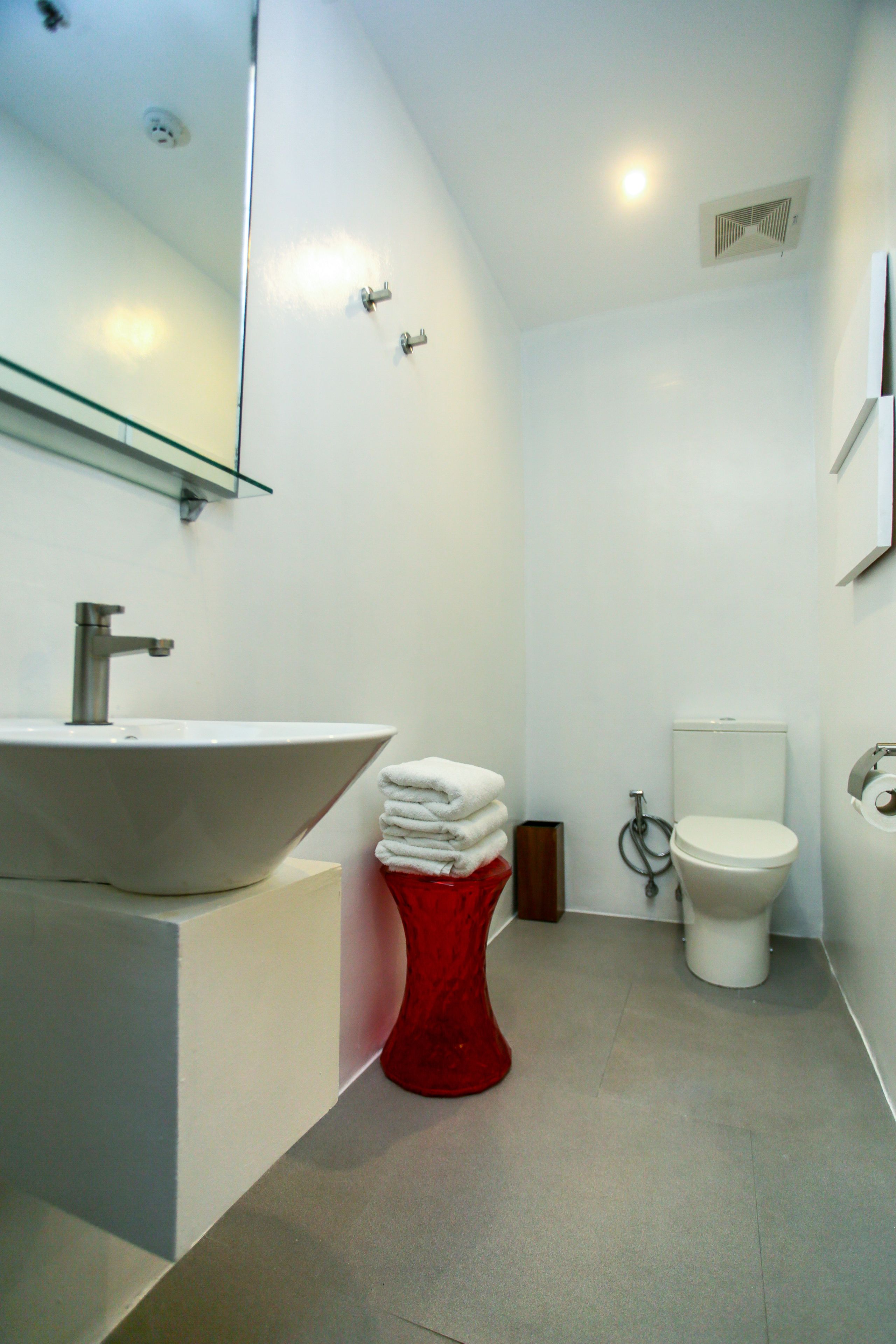 triple room  | bathroom | shower, hair dryer, towels