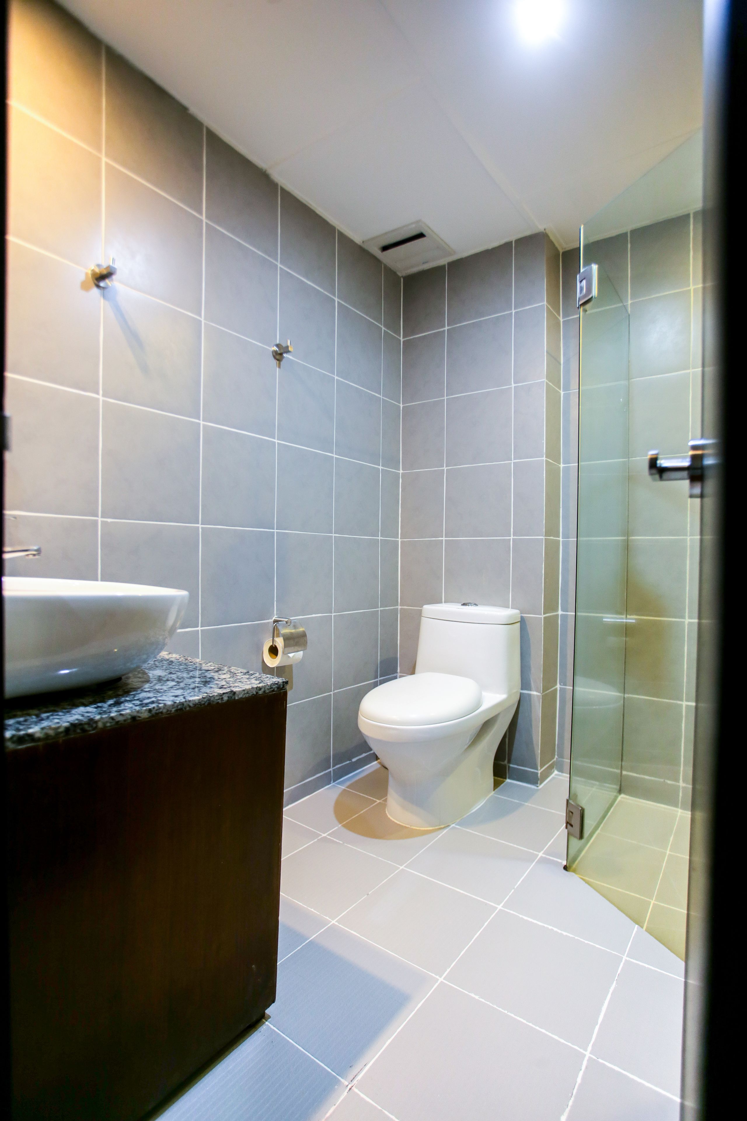 deluxe classic | bathroom | shower, hair dryer, towels