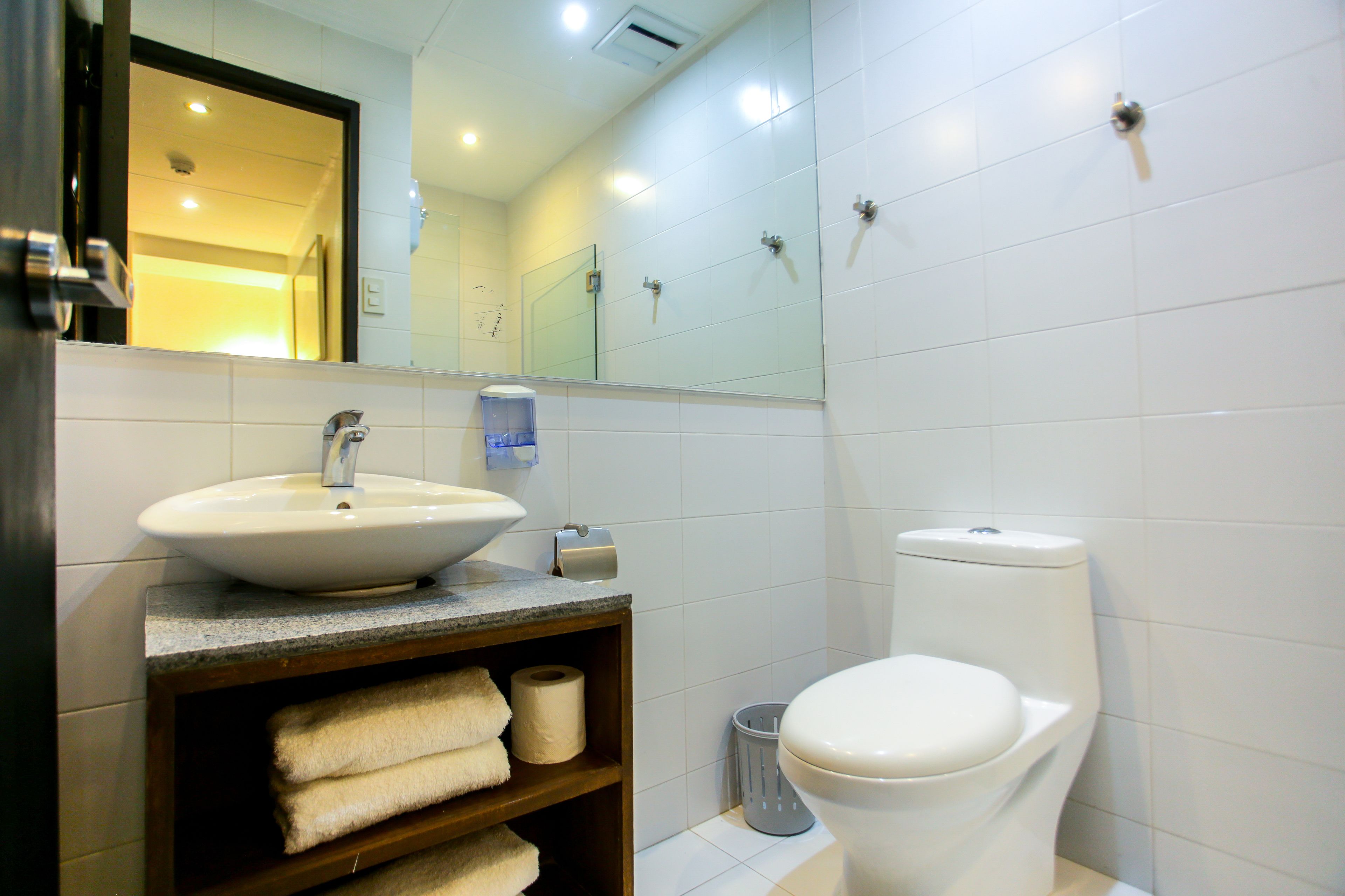 pullman | bathroom | shower, hair dryer, towels