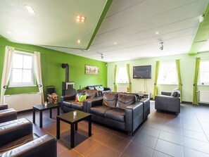 TV, DVD player, table football, ping pong