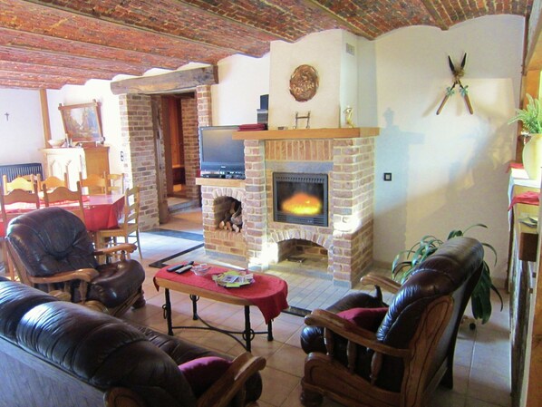 TV, fireplace, DVD player