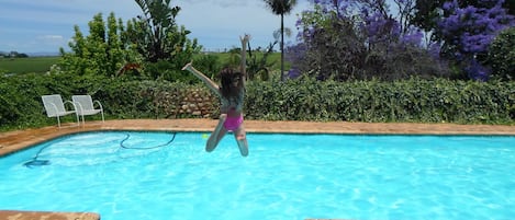 Outdoor pool, pool loungers