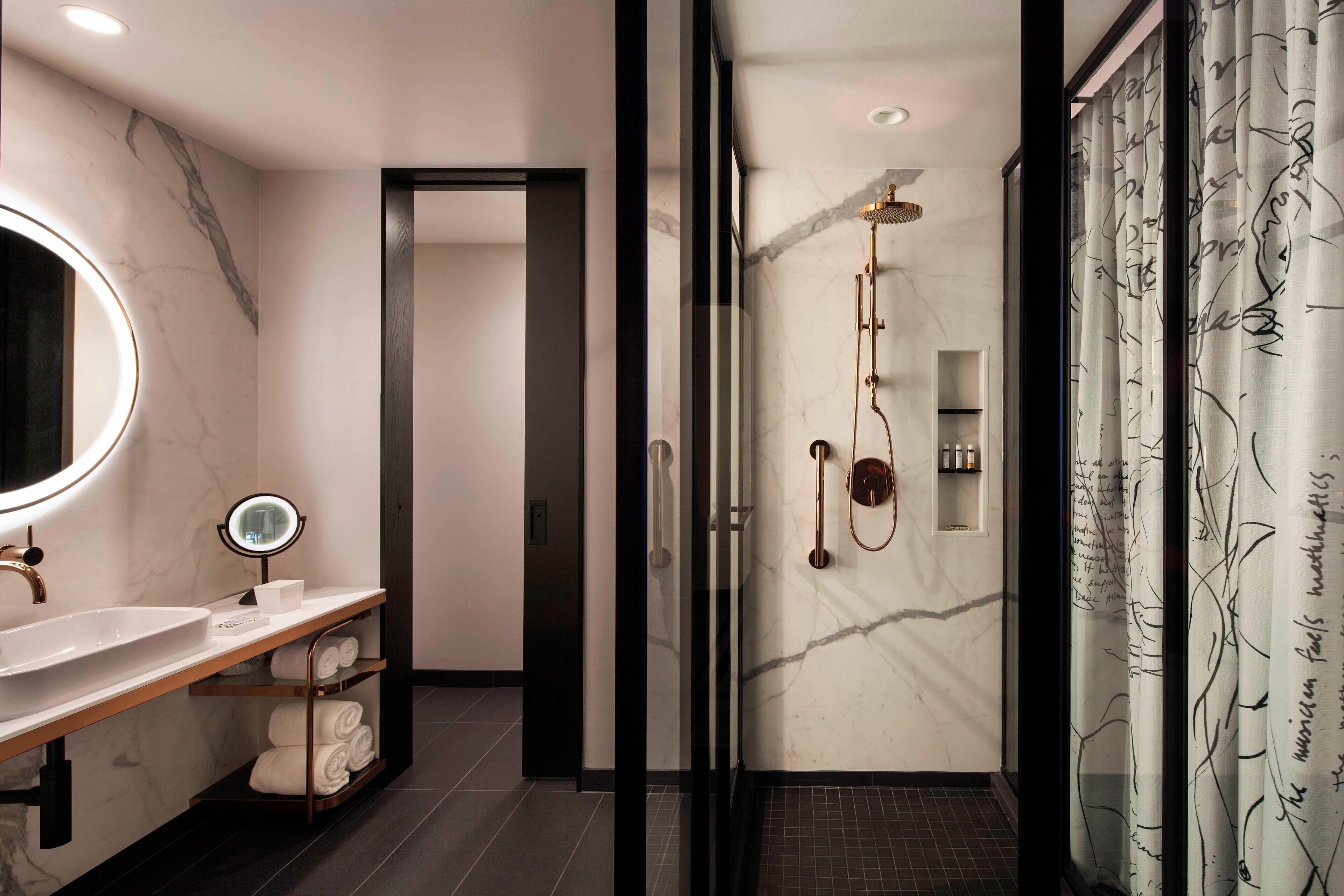 free toiletries, hair dryer, bathrobes, towels