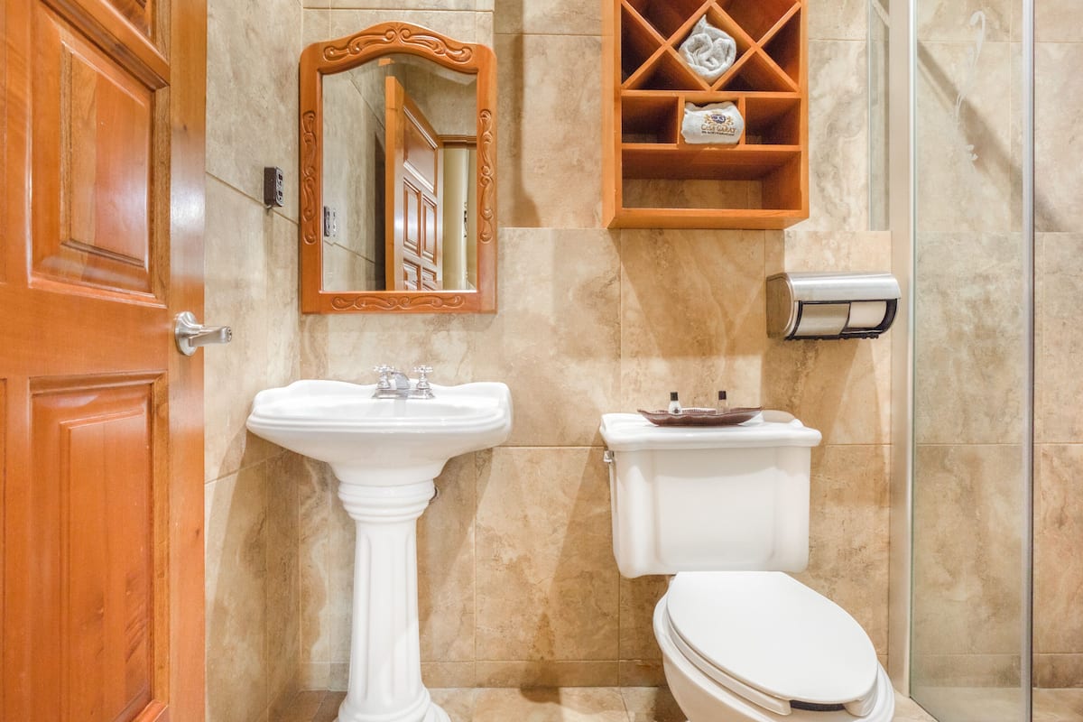 shower, free toiletries, hair dryer, bathrobes