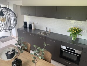 Fridge, microwave, stovetop, dishwasher