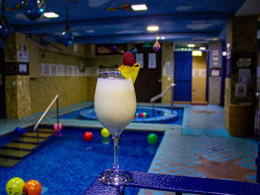 Indoor pool, open 10:00 AM to 10:00 PM, sun loungers