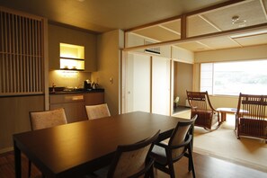 Japanese-Style Special with Open-Air Bath, with 2 Semi-double Beds | Living area