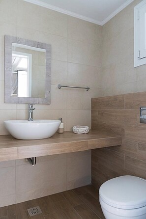 Shower, hair dryer, slippers