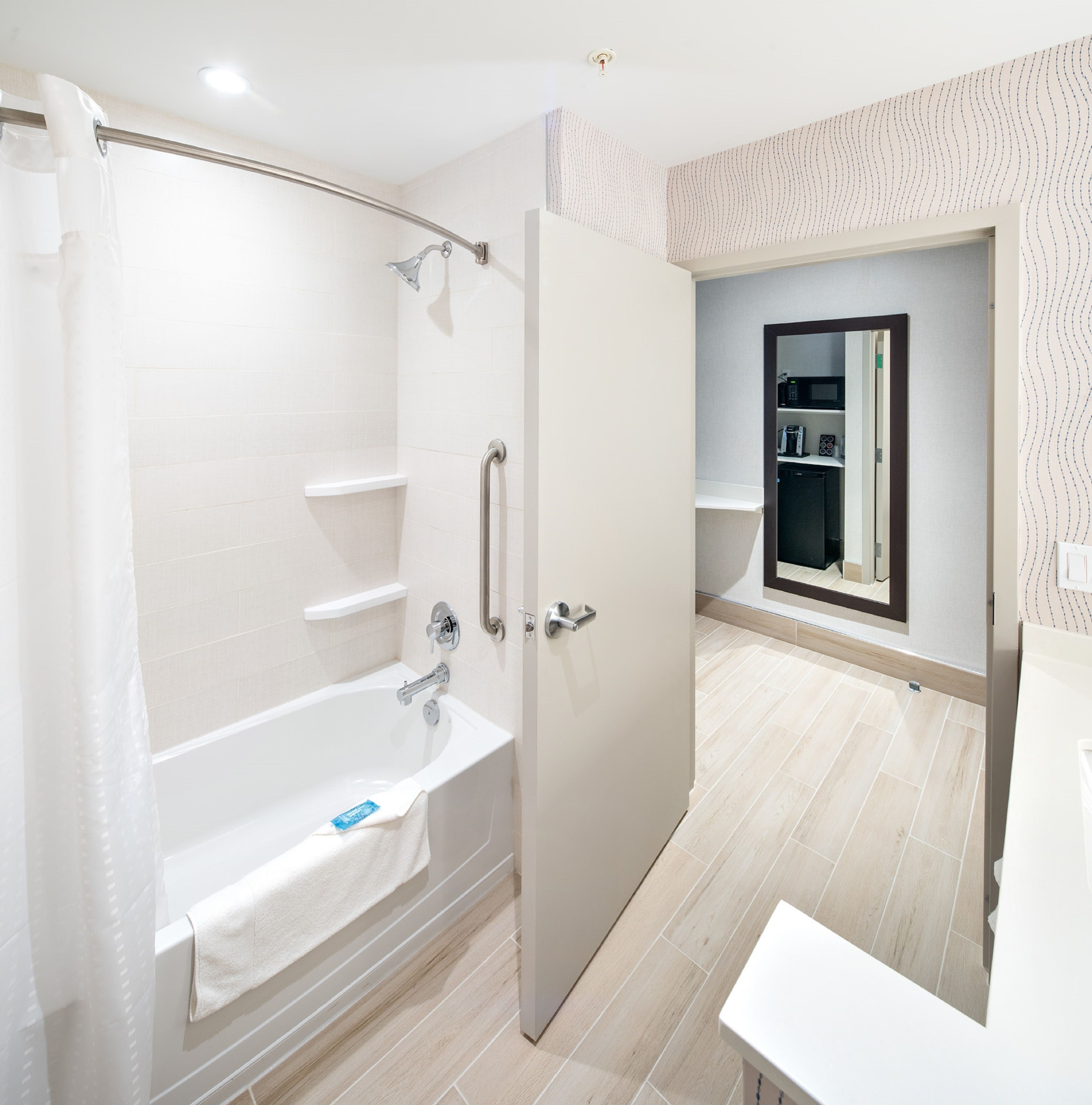 free toiletries, hair dryer, towels