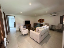 Premium Room | Living area | 42-inch plasma TV with satellite channels, TV