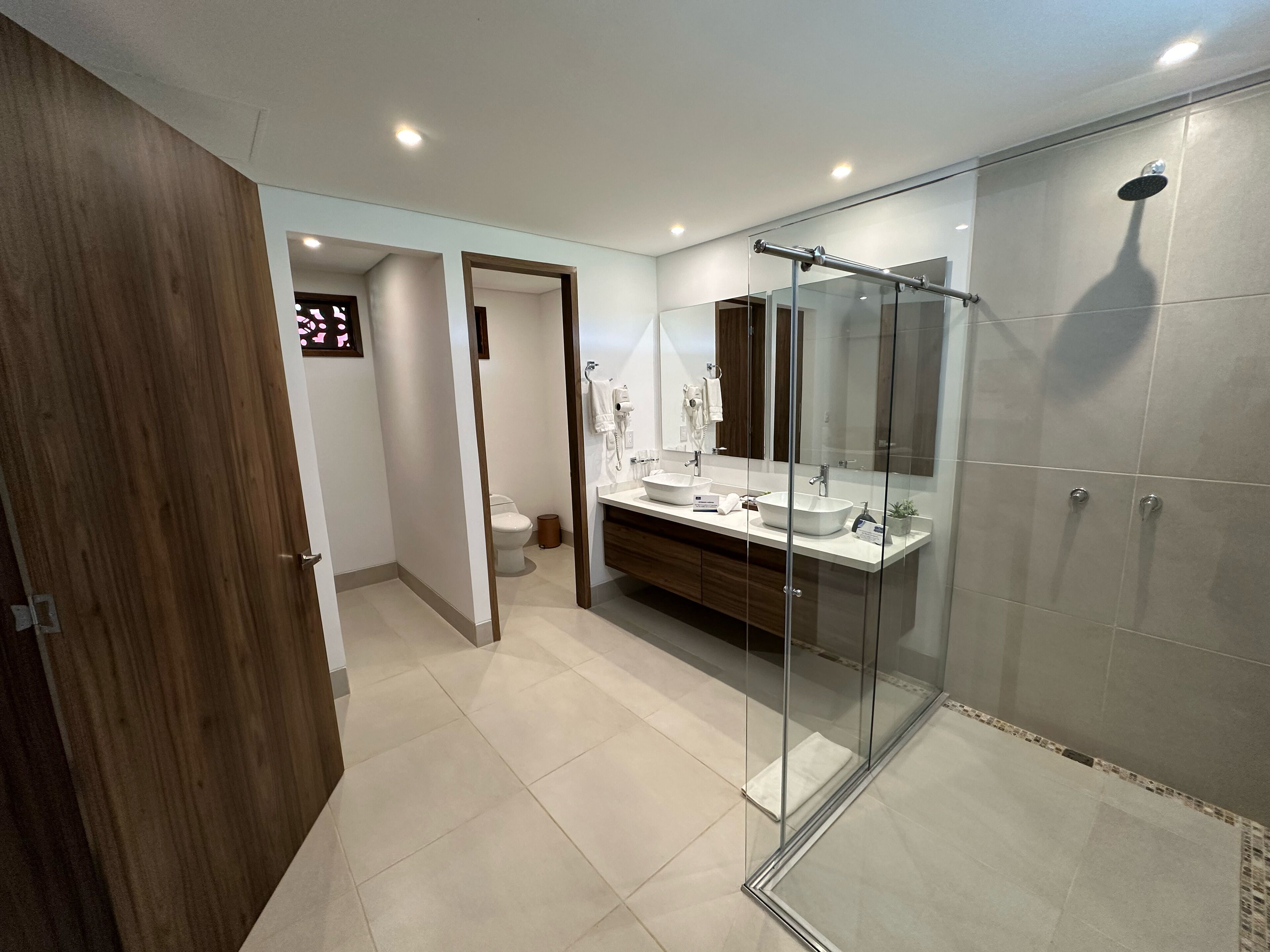 premium room | bathroom | shower, free toiletries, hair dryer, towels