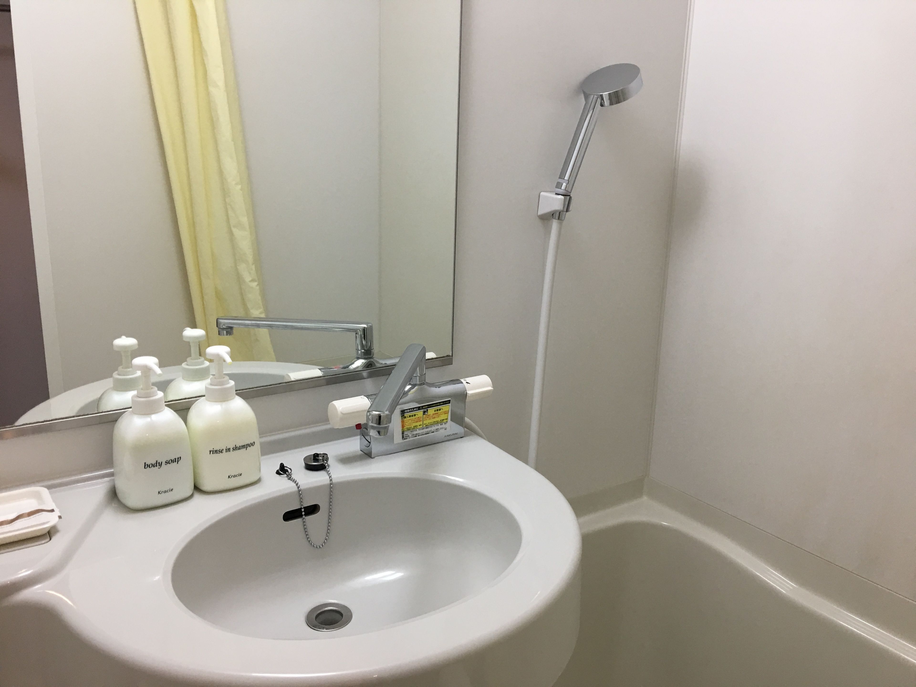 combined shower/bathtub, hair dryer, slippers, bidet