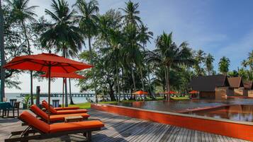 Outdoor pool, pool loungers