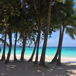 On the beach, sun-loungers, beach umbrellas