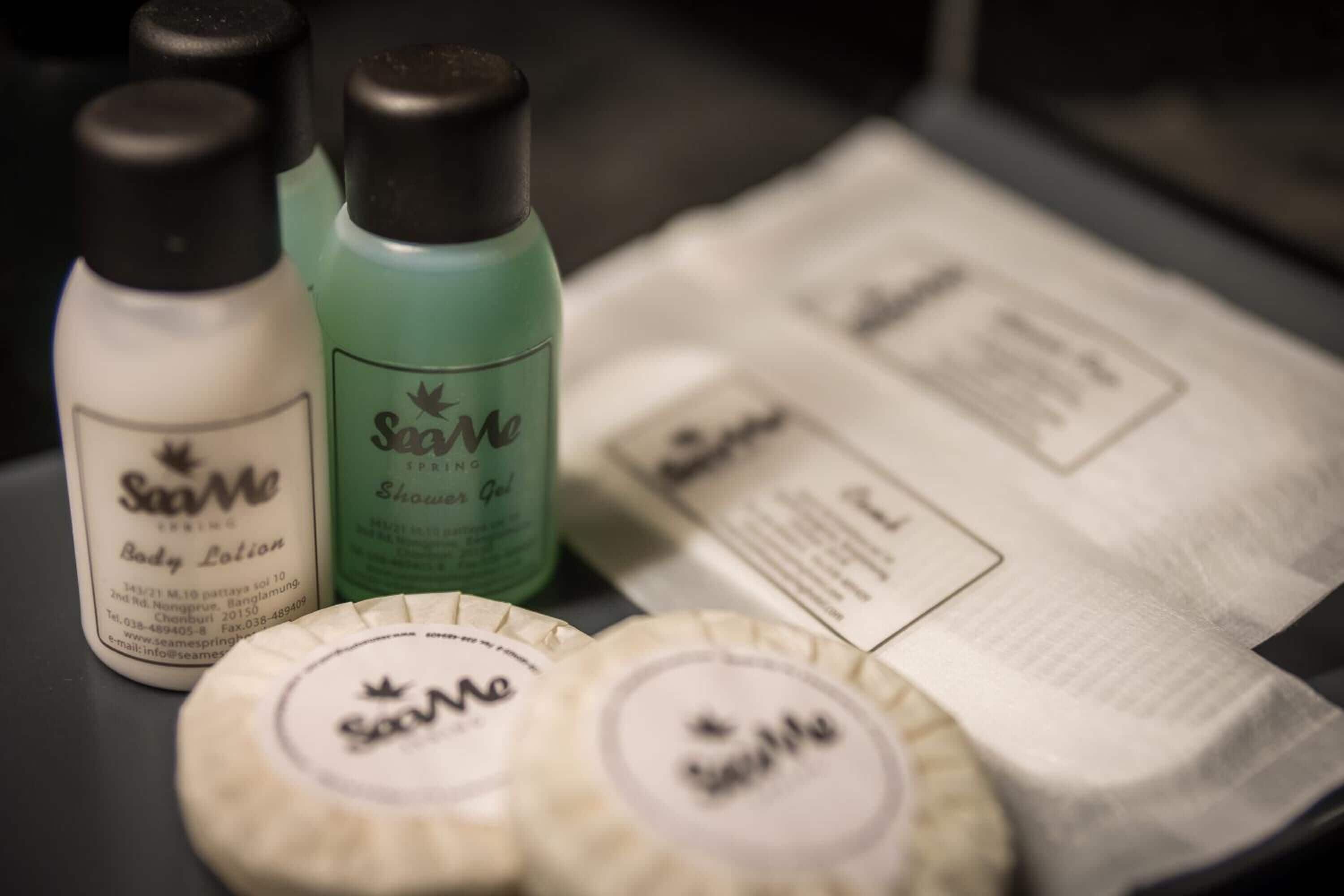 free toiletries, hair dryer, towels