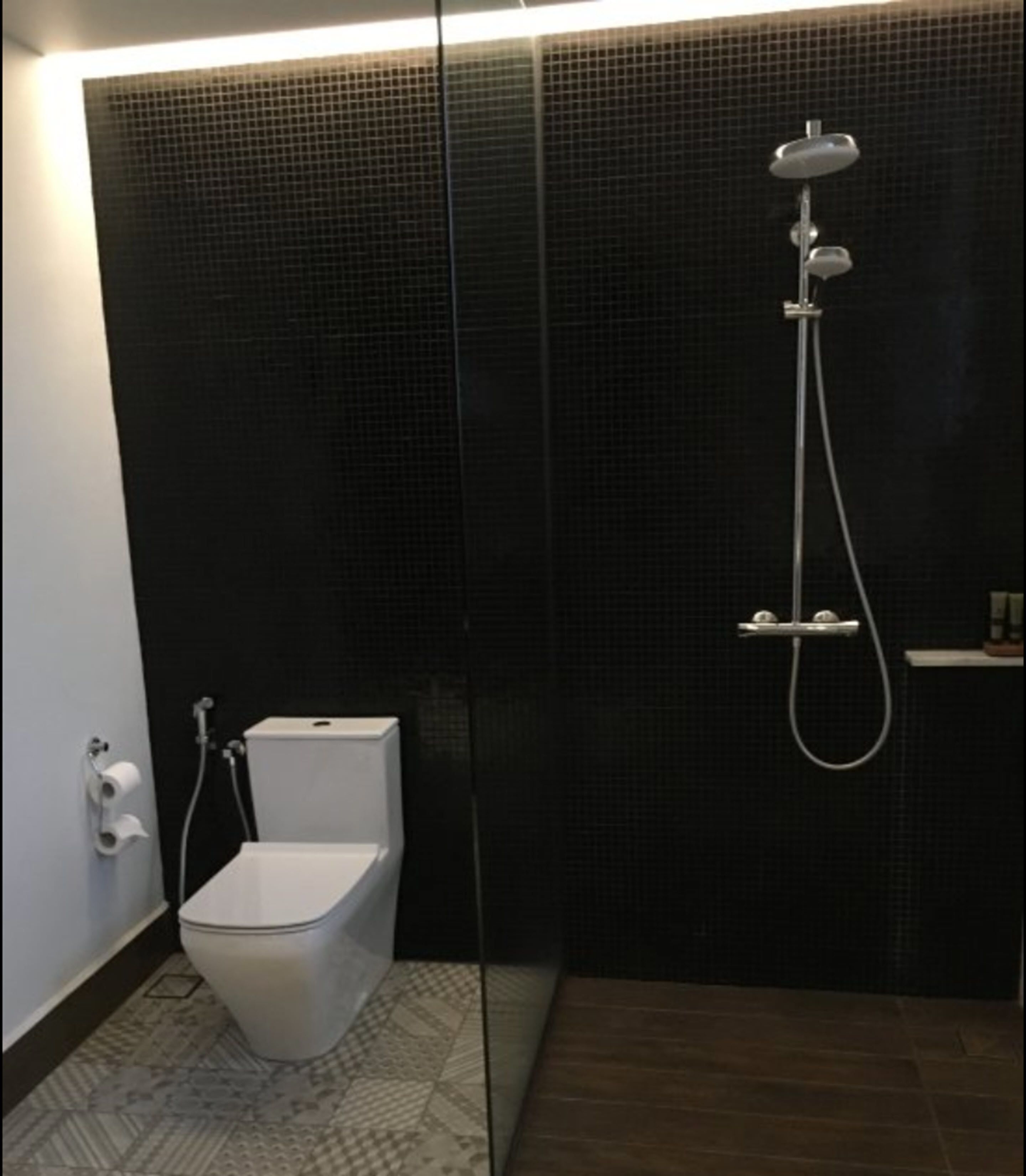 shower, free toiletries, hair dryer, dressing gowns