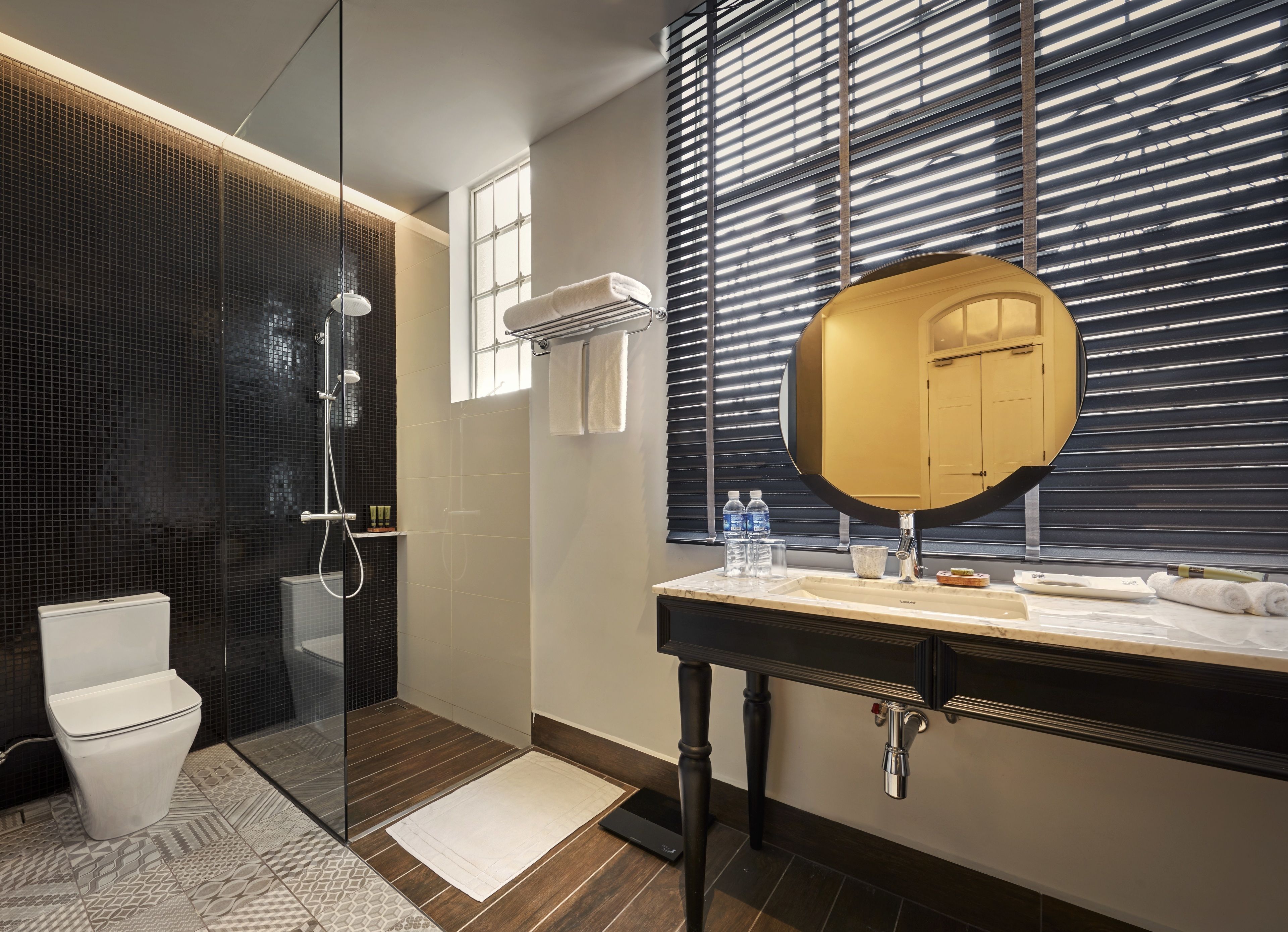 shower, free toiletries, hair dryer, dressing gowns