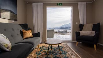 Cottage, 1 Bedroom, Sea View (Kotabyggð 16, 601 Akureyri) | Living area | 32-inch flat-screen TV with premium TV channels, TV, DVD player