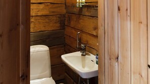Chalet of an Artist | Bathroom | Shower, free toiletries, towels - Art Village Rajan Loma (Joensuu)