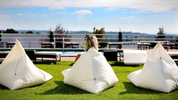 Outdoor pool, sun loungers