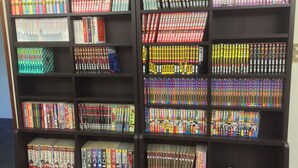 A bookshelf filled with various manga volumes. - Hotel Niihama Hills Prince House (Niihama)