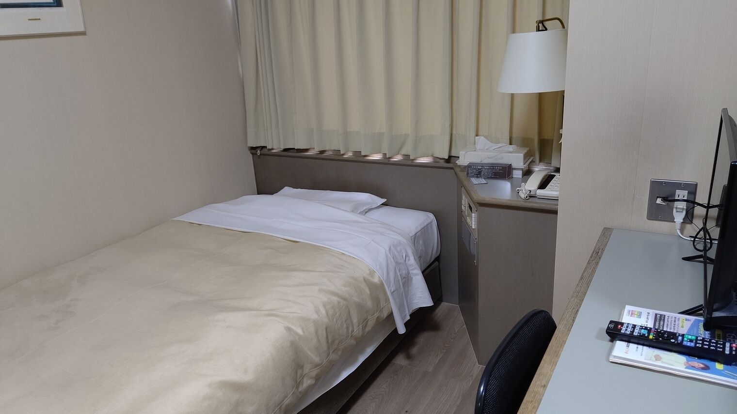 Desk, free WiFi, bed sheets
