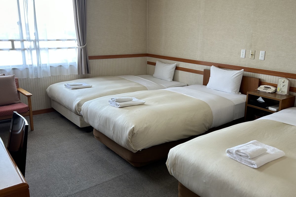 Desk, free WiFi, bed sheets
