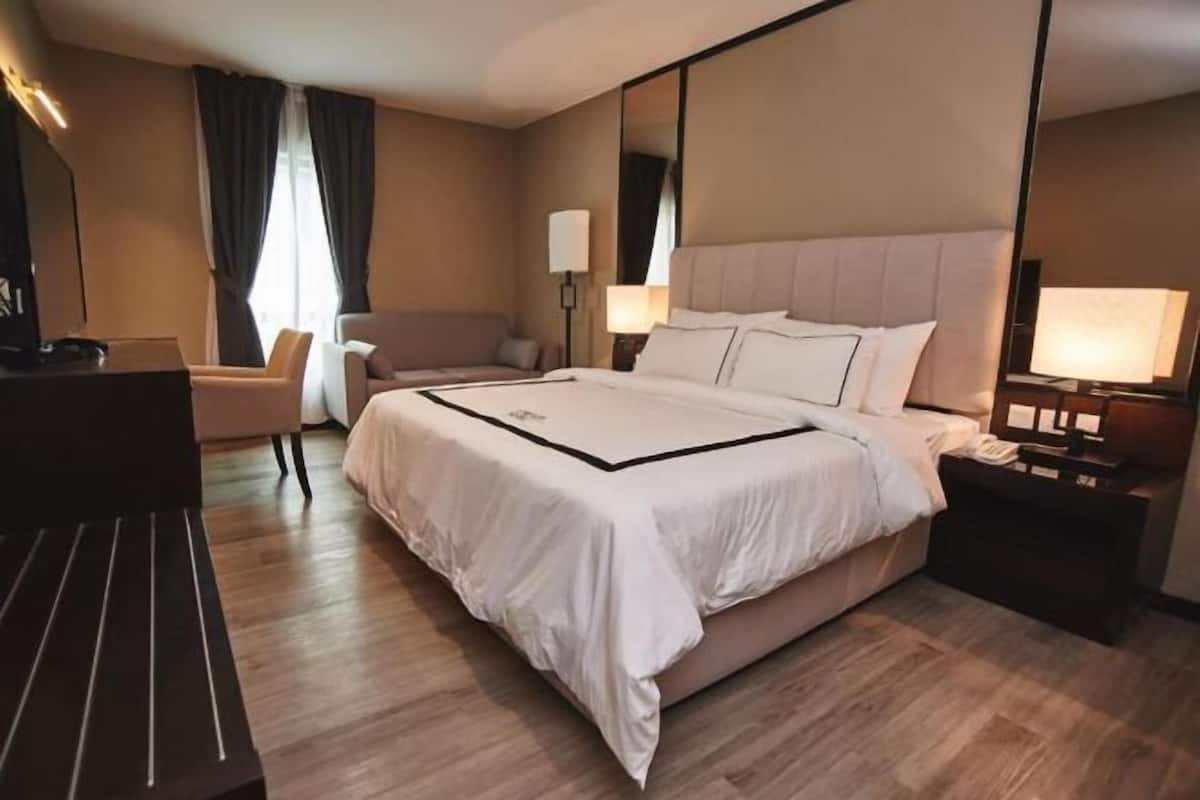 Caja fuerte, escritorio, cortinas opacas y sistema de insonorización