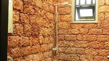 Shower, free toiletries, towels