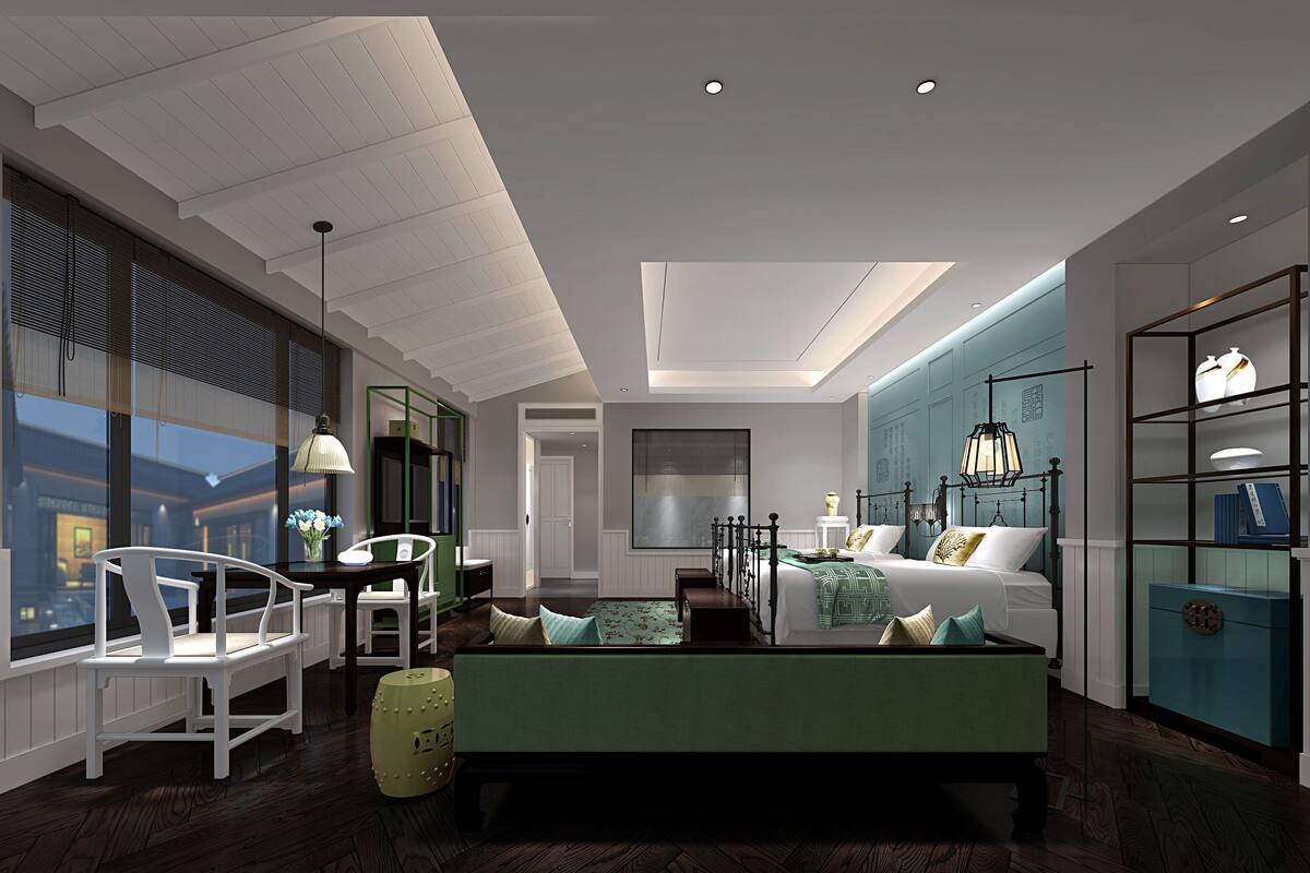 Qingju Twin Bed Room | Minibar, in-room safe, desk, blackout curtains