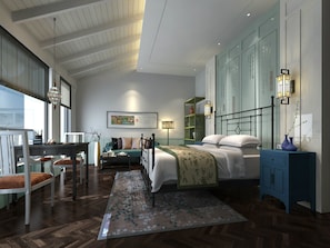 Qingju King Bed Room | Minibar, in-room safe, desk, blackout curtains