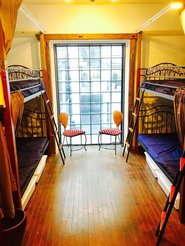 Desk, laptop workspace, blackout curtains, free WiFi