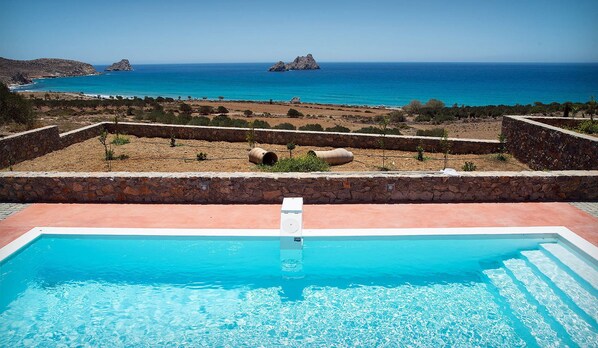 Außenpool, Sonnenschirme, Liegestühle