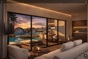 Signature Island Villa | Minibar, värdeförvaringsskåp på rummet, skrivbord och ljudisolering