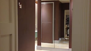 A hallway with a sliding door leading to a room. - Saul Farm (Gloucester)